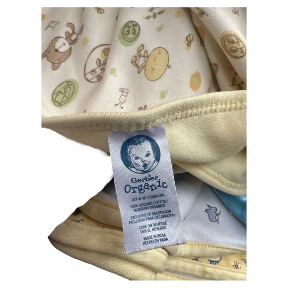 Gerber Baby Blanket Organic Cotton Yellow White Bear Chick Adorable Reversible - Picture 5 of 5